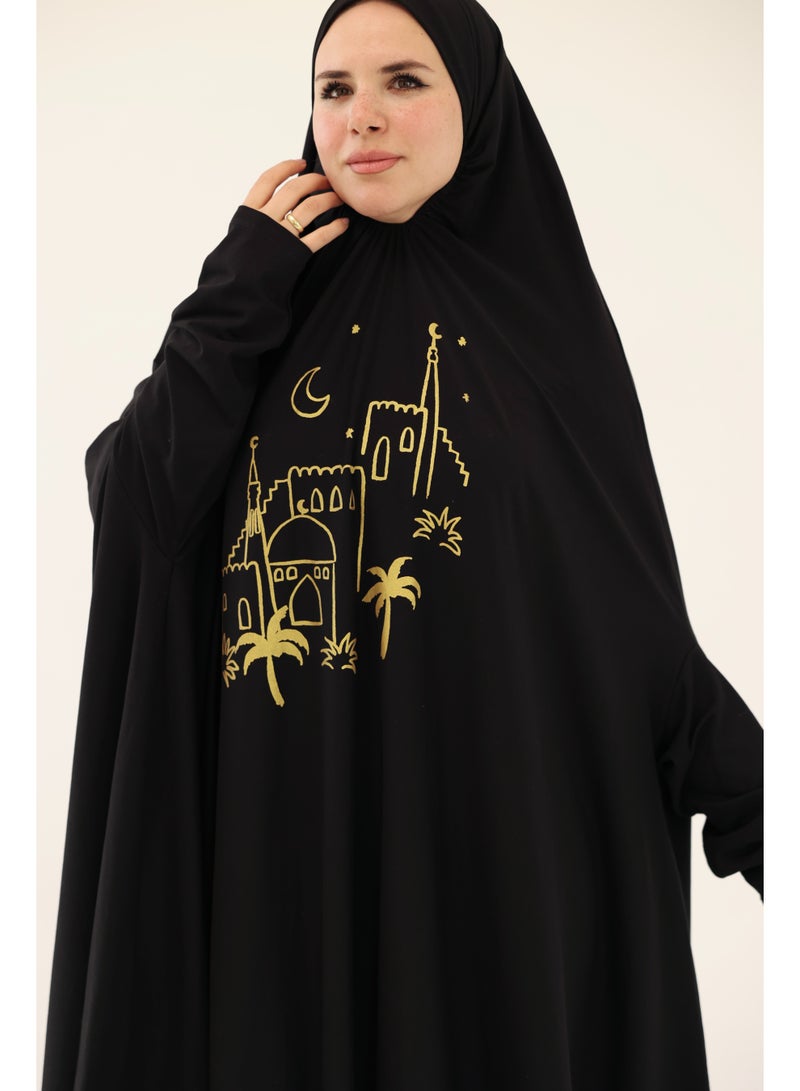 La Festiva Minaret Full-Length Cotton Lycra Prayer Isdal Black - Image 3