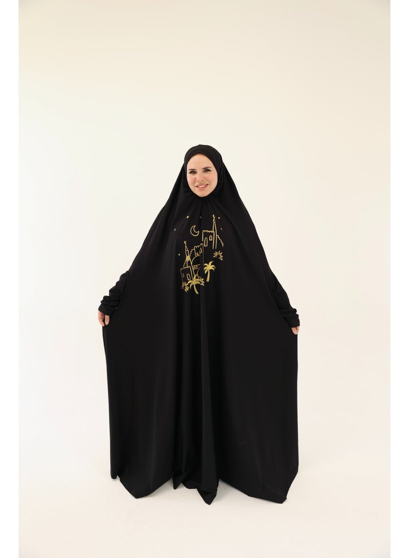 La Festiva Minaret Full-Length Cotton Lycra Prayer Isdal Black - Image 2
