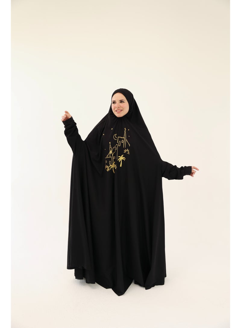 La Festiva Minaret Full-Length Cotton Lycra Prayer Isdal Black - Image 1