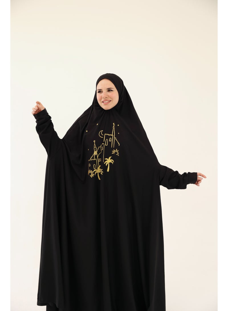 La Festiva Minaret Full-Length Cotton Lycra Prayer Isdal Black - Image 4