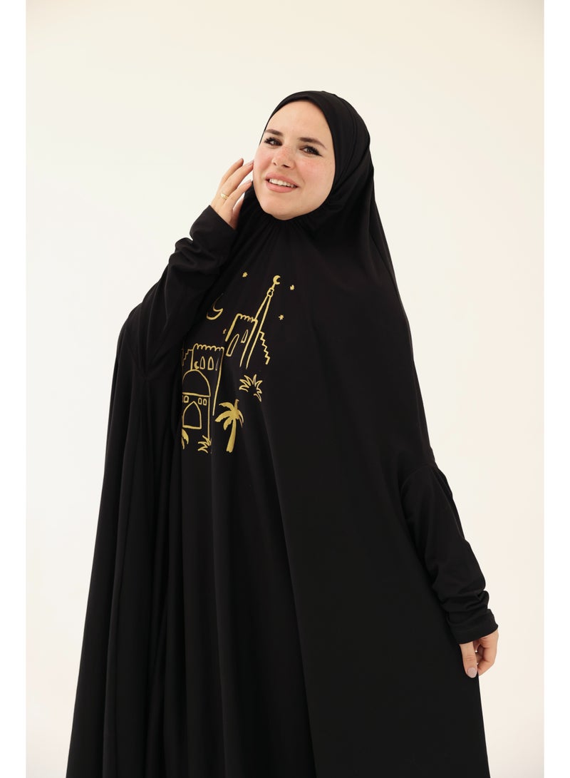La Festiva Minaret Full-Length Cotton Lycra Prayer Isdal Black - Image 5
