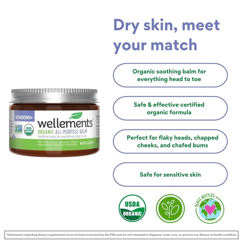 Wellements Organic All Purpose Balm for Babies and Kids Gentle and Soothing All Over Ointment for Dry Chafed and Sensitive Skin Free From Petroleum Parabens and Fragrances 18 Fl Oz - Image 3