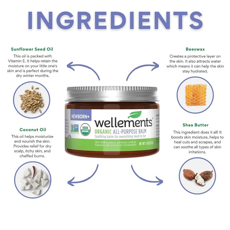Wellements Organic All Purpose Balm for Babies and Kids Gentle and Soothing All Over Ointment for Dry Chafed and Sensitive Skin Free From Petroleum Parabens and Fragrances 18 Fl Oz - Image 4