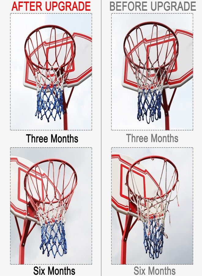 NEIJIANG Basketball Net Replacement, 2025 Upgrade Thick Professional Basketball Nets Heavy Duty Outdoor, All Weather Anti Whip Color Never Fade -12 Loops (Red White Blue) - Image 2