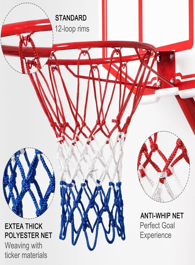 NEIJIANG Basketball Net Replacement, 2025 Upgrade Thick Professional Basketball Nets Heavy Duty Outdoor, All Weather Anti Whip Color Never Fade -12 Loops (Red White Blue) - Image 3