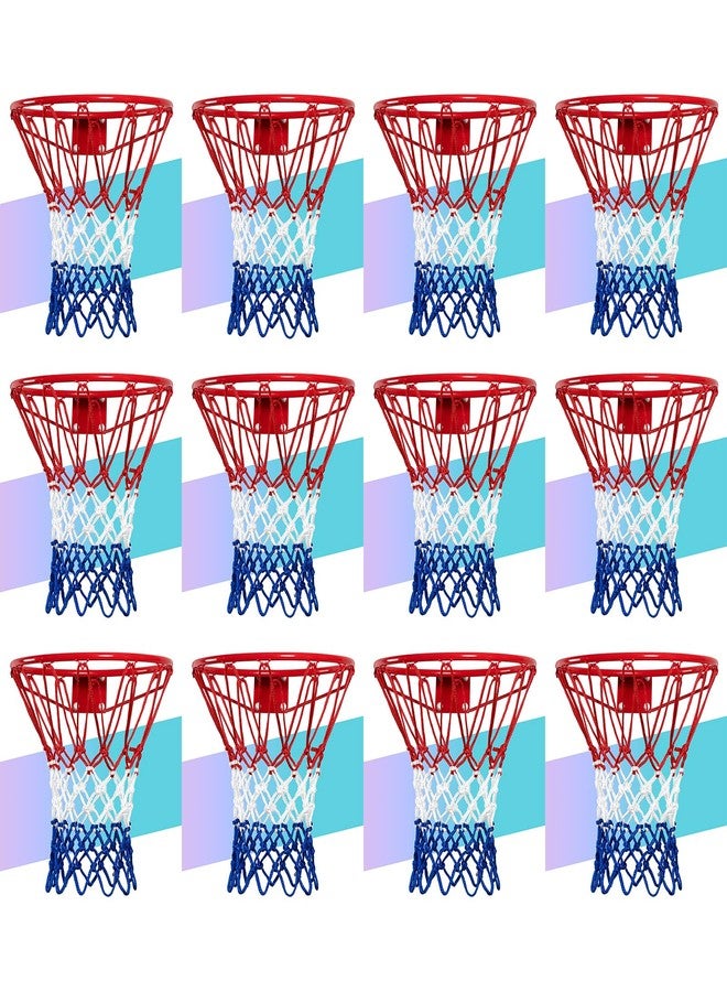 NEIJIANG Basketball Net Replacement, 2025 Upgrade Thick Professional Basketball Nets Heavy Duty Outdoor, All Weather Anti Whip Color Never Fade -12 Loops (Red White Blue) - Image 1