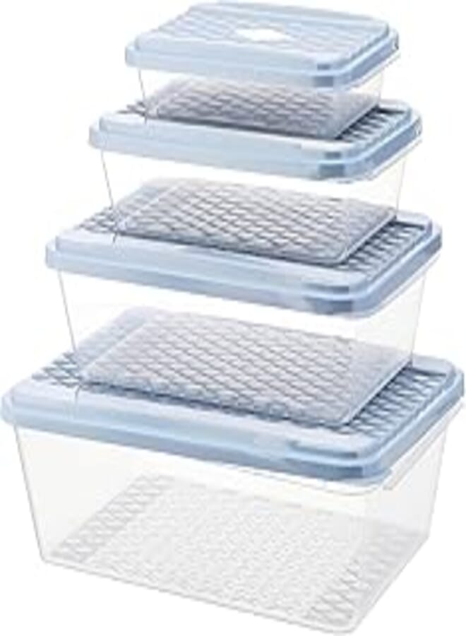Bager Smart Line Saver Box Set With Air Vent (4 Pcs), Blue