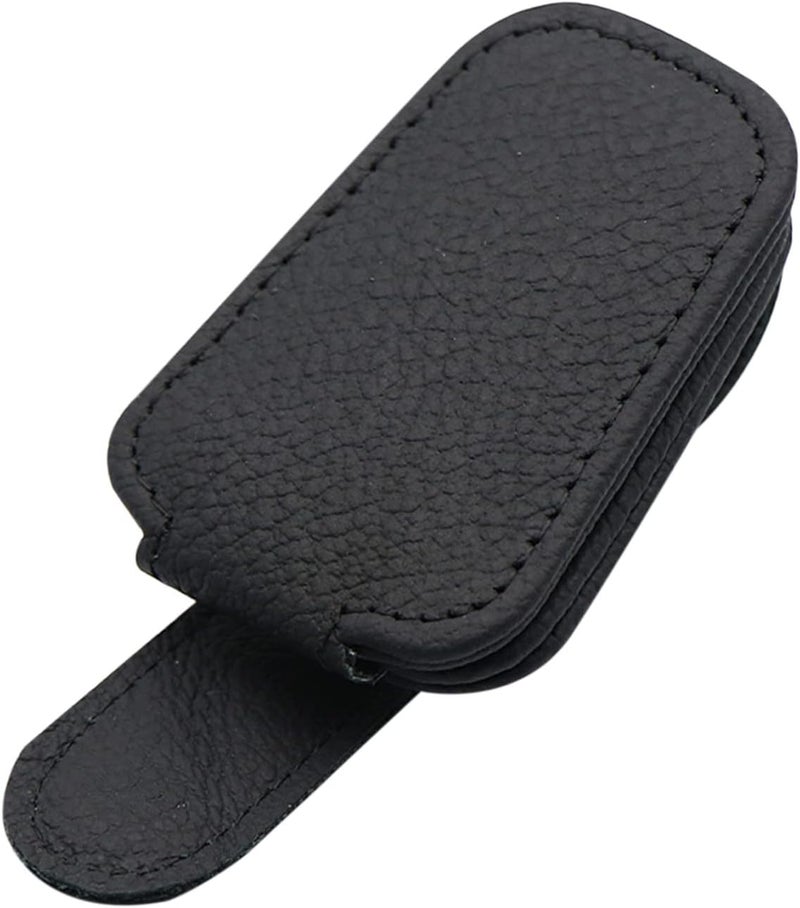 comfrt Magnetic Leather Sunglass Holder for Car, Eyeglass Clip for Car Ticket Card Clip Car Sunglass Holder for Car Visor, Mounted with Ticket Card Clip, Suitable for All Models (102-Black) - Image 2