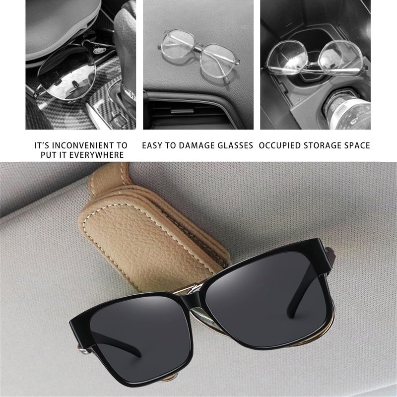 comfrt Magnetic Leather Sunglass Holder for Car, Eyeglass Clip for Car Ticket Card Clip Car Sunglass Holder for Car Visor, Mounted with Ticket Card Clip, Suitable for All Models (102-Black) - Image 4