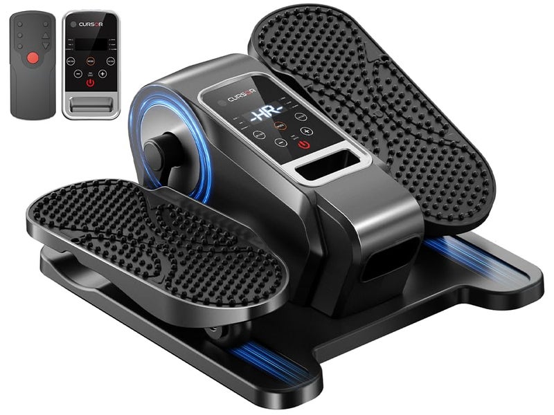CURSOR FITNESS Under Desk Elliptical Machine, Electric Seated Pedal Exerciser, Mini Elliptical Leg Exerciser with Remoter, 12 Level Speeds, Forward & Reverse Direction, Manual & Auto Mode for Home Office - Image 1