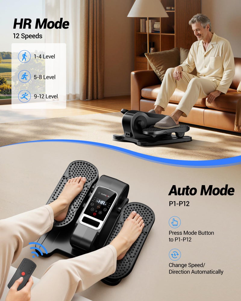CURSOR FITNESS Under Desk Elliptical Machine, Electric Seated Pedal Exerciser, Mini Elliptical Leg Exerciser with Remoter, 12 Level Speeds, Forward & Reverse Direction, Manual & Auto Mode for Home Office - Image 4