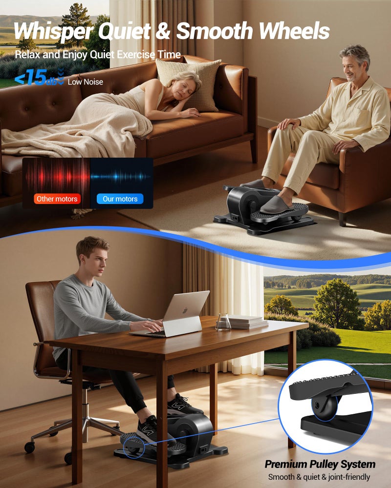 CURSOR FITNESS Under Desk Elliptical Machine, Electric Seated Pedal Exerciser, Mini Elliptical Leg Exerciser with Remoter, 12 Level Speeds, Forward & Reverse Direction, Manual & Auto Mode for Home Office - Image 5