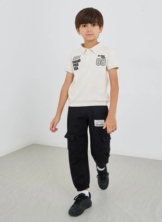 Styli Styli Slogan Print Polo Neck T-Shirt