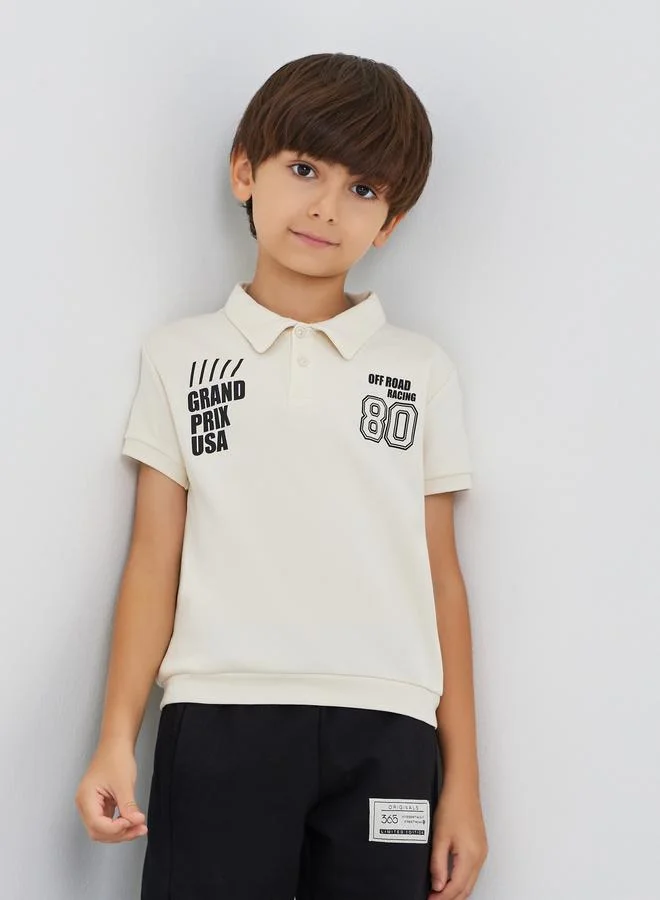 Styli Styli Slogan Print Polo Neck T-Shirt