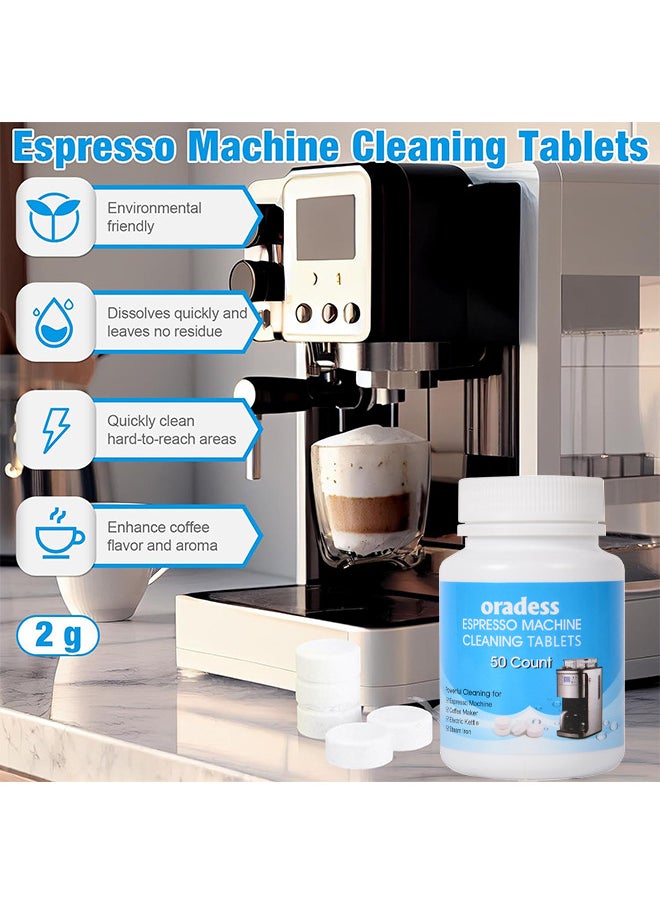 oradess 50PCS All-Purpose Espresso Machine And Coffee Maker Cleaning Tablets Also Works For Water Bottle Coffee Cup Stainless Steel Cup Kettle Limescale Removal  - Image 4