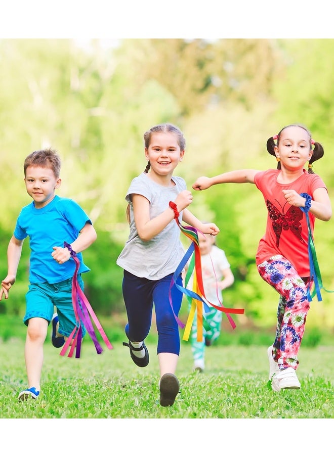 6 قطع من شرائط رقص قوس قزح، شرائط معصم إيقاعية للرقص، شرائط إيقاعية متعددة الألوان محمولة باليد، شرائط رقص جمبازية - Image 5