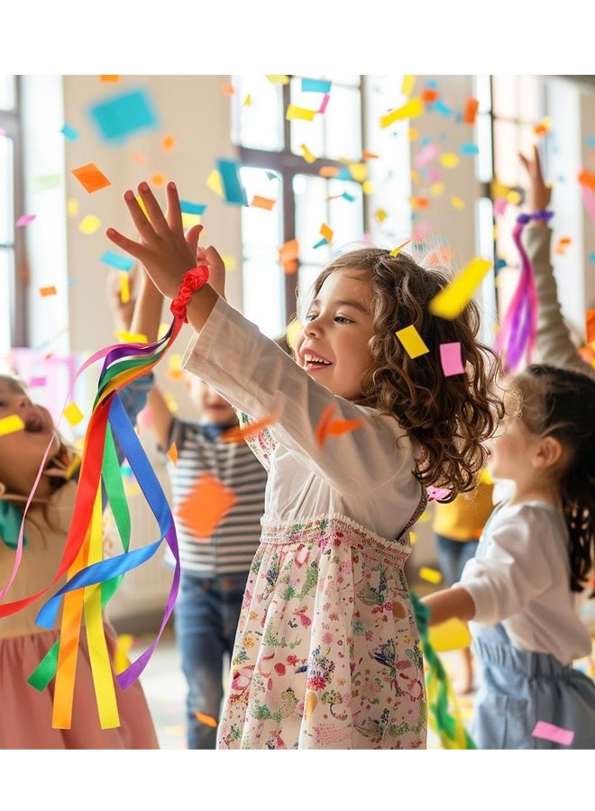 6 قطع من شرائط رقص قوس قزح، شرائط معصم إيقاعية للرقص، شرائط إيقاعية متعددة الألوان محمولة باليد، شرائط رقص جمبازية - Image 4