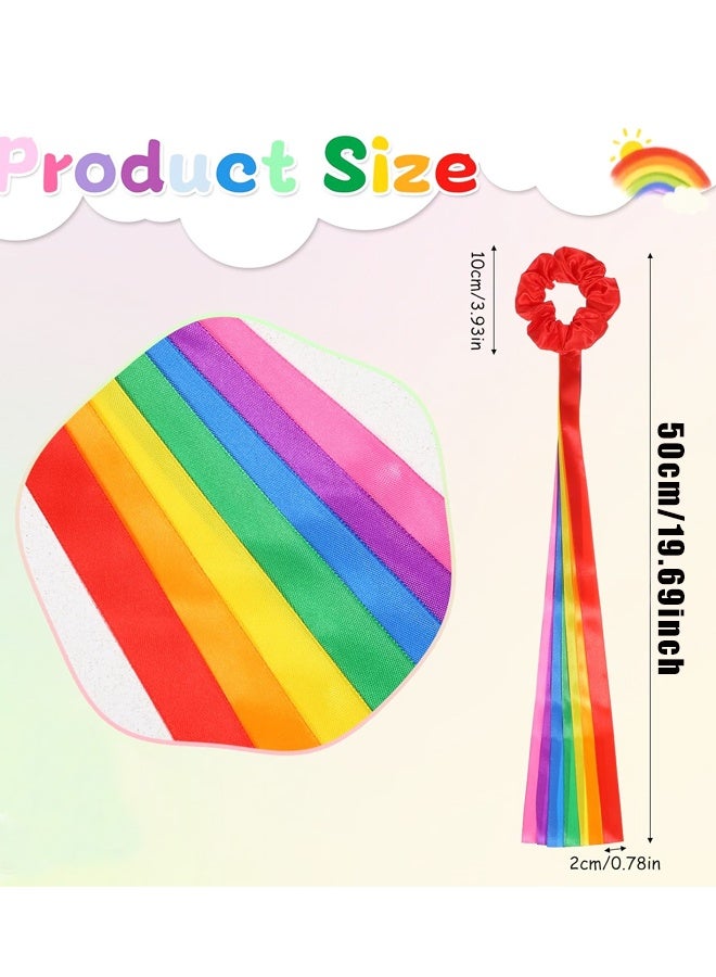 6 قطع من شرائط رقص قوس قزح، شرائط معصم إيقاعية للرقص، شرائط إيقاعية متعددة الألوان محمولة باليد، شرائط رقص جمبازية - Image 2