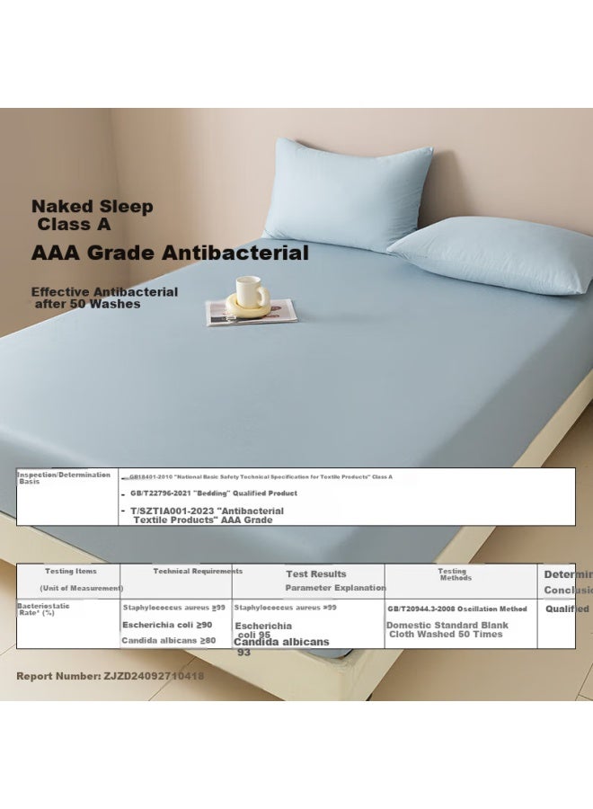Amor Class A Xinjiang Cotton Pure Cotton Fitted Sheet, Single Piece, Pure Cotton, Qingshan Blue, 150x200cm, 30cm High