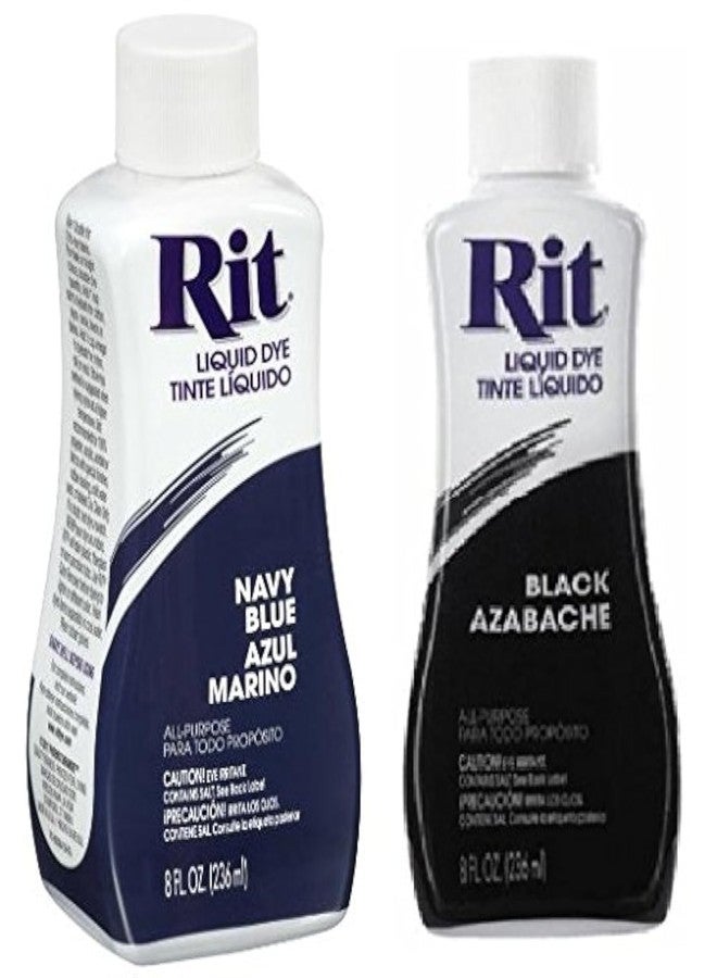 Rit Liquid Dye Black 8 Oz & Rit Dye Liquid Fabric Dye, 8-Ounce, Navy Blue (1) - Image 1
