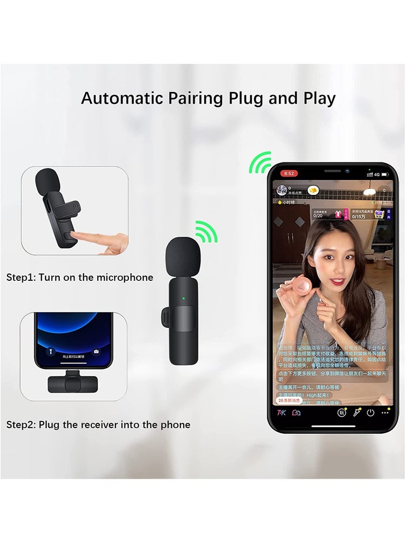 Wireless Lavalier Microphone for iPhone iPad, Plug and Play Mini Mic for YouTube TikTok Live Streaming Gaming K Song Recording Auto Noise Reduction (Lightning 2) - Image 4