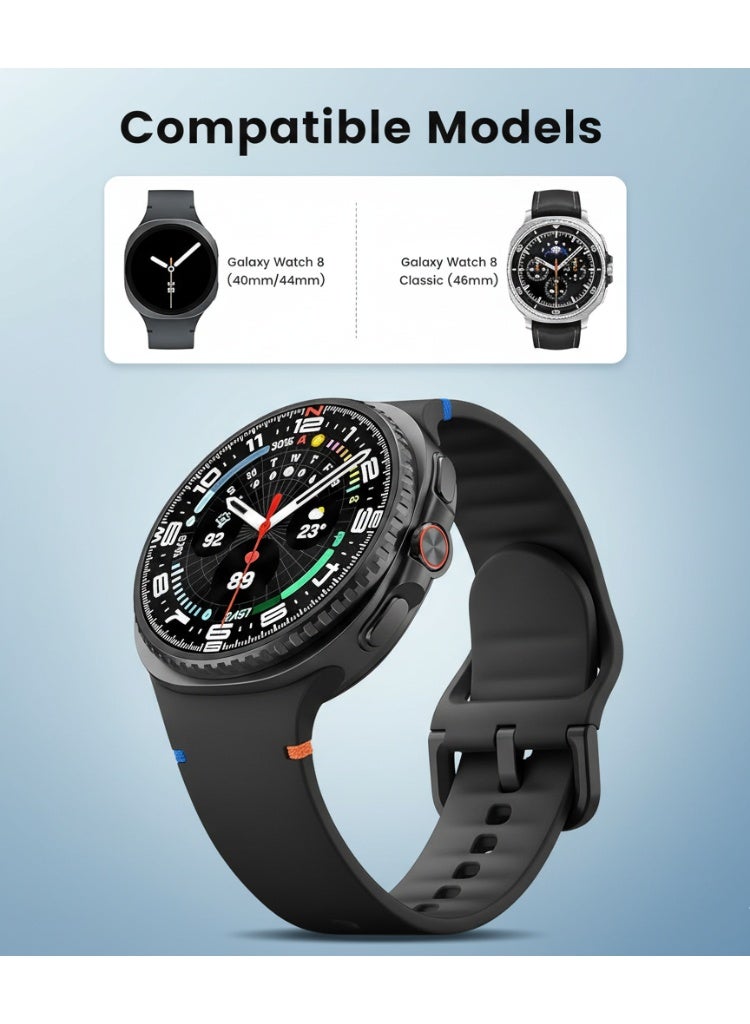 SARAOONT 3-Pack Soft Silicone Watch Bands Compatible with Samsung Galaxy Watch 8 (40mm, 44mm) and 8 Classic (46mm) – No-Gap One-Click Adjustable Sport Replacement Straps - Image 2