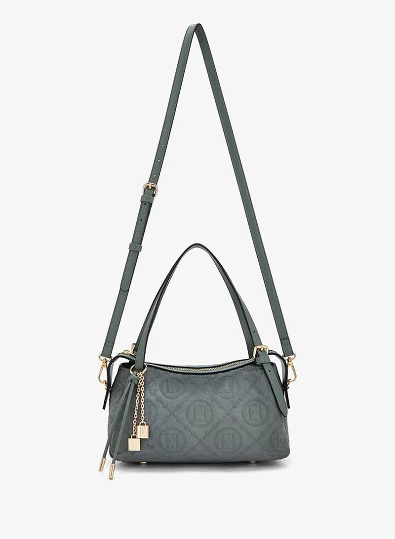 ايل Monogram Textured Shoulder Bag With Charm Accent