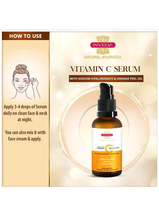 Inveda Concentrated Vitamin C Serum 20%, Removes Dark Spots, Gives Even Tone, Bright & Tight Skin With Orange Peel Oil For Hydrated Youthful Glow, 30Ml  - Image 4