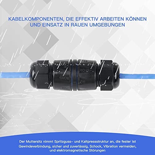 CNBTR RJ45 Coupler Underwater Ethernet LAN IP68 Cable Wire Connector ion M25 Gland No Shielded Double Cable Use for Outdoor LED Equipment Pack of 5 - Image 3