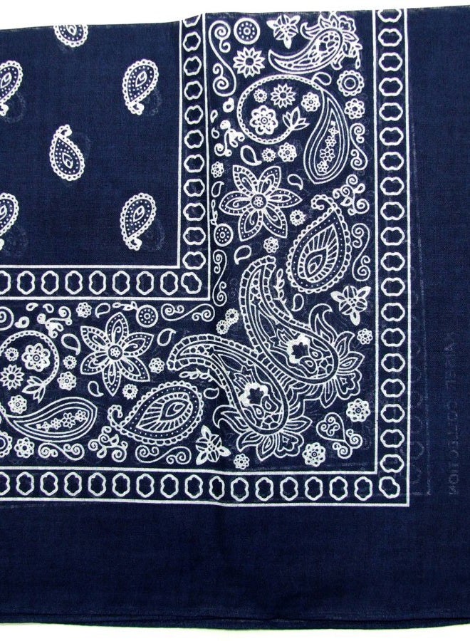 Novelty Bandanas Paisley Cotton Bandanas (Navy Blue 22 X 22 in)