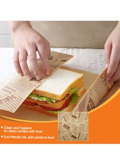 RTYY 50 Sheets 38x28CM Bread Sandwich Burger Fish Chip Fries Food Grade Oil Proof Paper Grease Paper Sheets Greaseproof Wrappers Wrapping Baking Tools Gift Wrapping Tissue  - Image 2