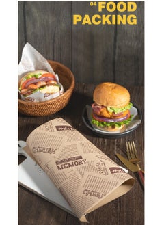 RTYY 50 Sheets 38x28CM Bread Sandwich Burger Fish Chip Fries Food Grade Oil Proof Paper Grease Paper Sheets Greaseproof Wrappers Wrapping Baking Tools Gift Wrapping Tissue  - Image 5