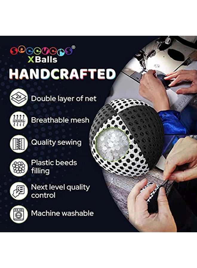 Speevers Xballs Juggling Balls Professional Set of 3 Fresh Design - 10 Beautiful Colors Available - 2 Layers of Net Carry Case - Choice of The World Champions! (Black - White, 120g) - Image 4