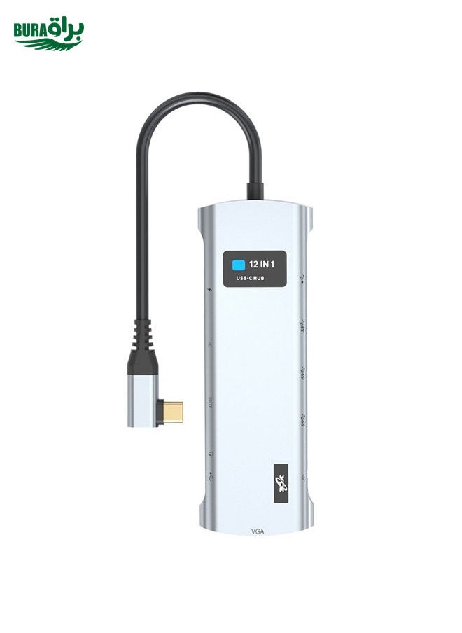BURAQ V261A 12 in 1 Elbow USB-C/Type-C to USB Digital Display Docking Station HUB Adapter  - Image 4