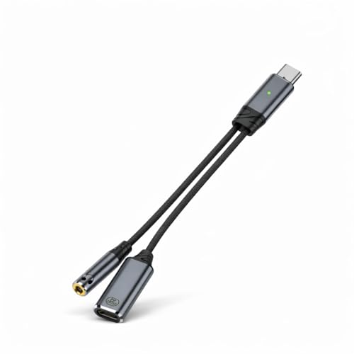 Mizi [2025 Upgraded USB-C to 3.5mm Headphone & Charger Adapter – 2-in-1 Type-C Audio Dongle with Hi-Res DAC & Fast Charging – Compatible with iPhone 16/15, Galaxy S25/S24, Pixel, iPad - Grey - Image 1