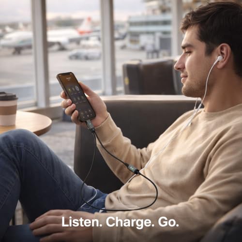 Mizi [2025 Upgraded USB-C to 3.5mm Headphone & Charger Adapter – 2-in-1 Type-C Audio Dongle with Hi-Res DAC & Fast Charging – Compatible with iPhone 16/15, Galaxy S25/S24, Pixel, iPad - Grey - Image 4