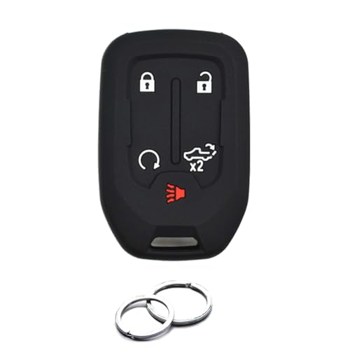 INFIPAR 1PCS Compatible with Chevy Chevrolet Silverado GMC Sierra 1500 2500 HD 3500 HD Silicone Smart Key Fob Cover Case Protector Truck Accessories Fob Holder (5-Button, Black) - Image 1