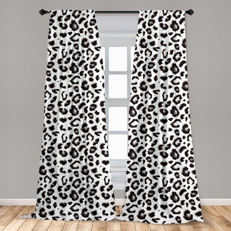 Ambesonne Ambesonne Leopard Window Curtains Pack of 2  Monochrome Background Print with a Repetitive Sketchy Style Spots  Lightweight Set with Rod Pocket  4 Panels of - 28"" x 63""  Grey Charcoal - Image 3