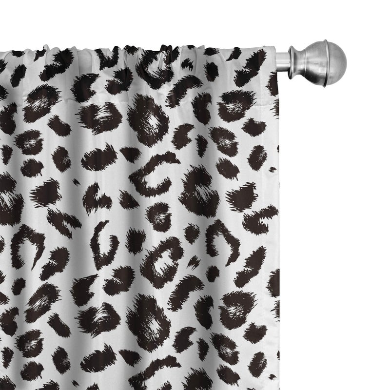 Ambesonne Ambesonne Leopard Window Curtains Pack of 2  Monochrome Background Print with a Repetitive Sketchy Style Spots  Lightweight Set with Rod Pocket  4 Panels of - 28"" x 63""  Grey Charcoal - Image 1
