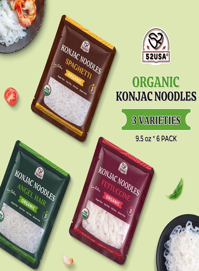 52USA USDA Organic Konjac Shirataki Noodle, Low Carb Pasta 52.8 Oz, 6 Pack 3 Variety-Angel Hair, Fettuccine, Spaghetti Noodles, Keto and Paleo Friendly, Low Calorie, Sugar Free, Vegan, Ready to Eat - Image 3