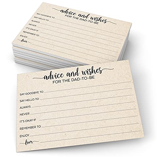 321Done Advice and Wishes for The Dad-to-Be, Made in USA - Large 4x6 Kraft Tan, Baby Shower Games, Gender Reveal, Simple Elegant - 50 Cards - Image 1