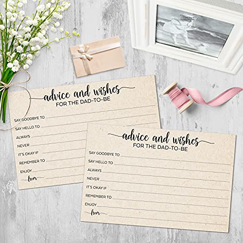 321Done Advice and Wishes for The Dad-to-Be, Made in USA - Large 4x6 Kraft Tan, Baby Shower Games, Gender Reveal, Simple Elegant - 50 Cards - Image 3