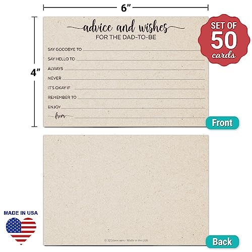 321Done Advice and Wishes for The Dad-to-Be, Made in USA - Large 4x6 Kraft Tan, Baby Shower Games, Gender Reveal, Simple Elegant - 50 Cards - Image 2