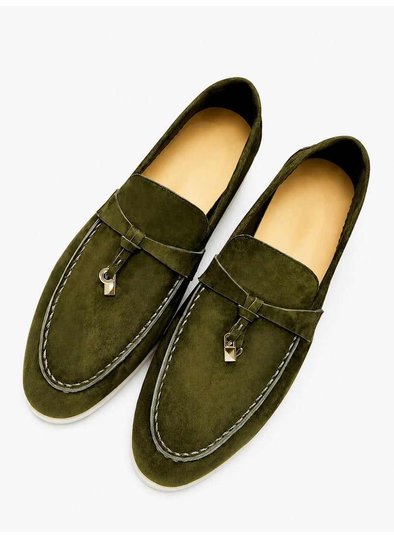 Women's Suede Loafers Slip On Flat Casual Office Daily Comfort Walking Shoes - Image 1