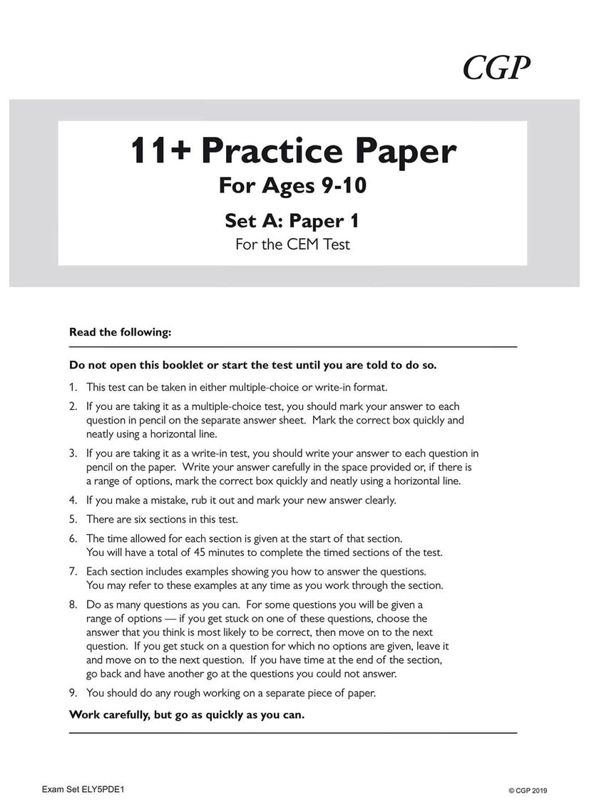11+ CEM Practice Papers - Ages 9-10 (with Parents' Guide & Online Edition)