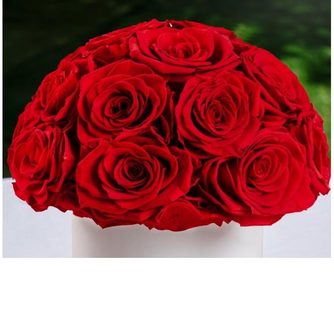 LATIFA 18 Artificial Scented Red Roses in Round Dome Shape Gift Box, Forever Flowers - Image 2
