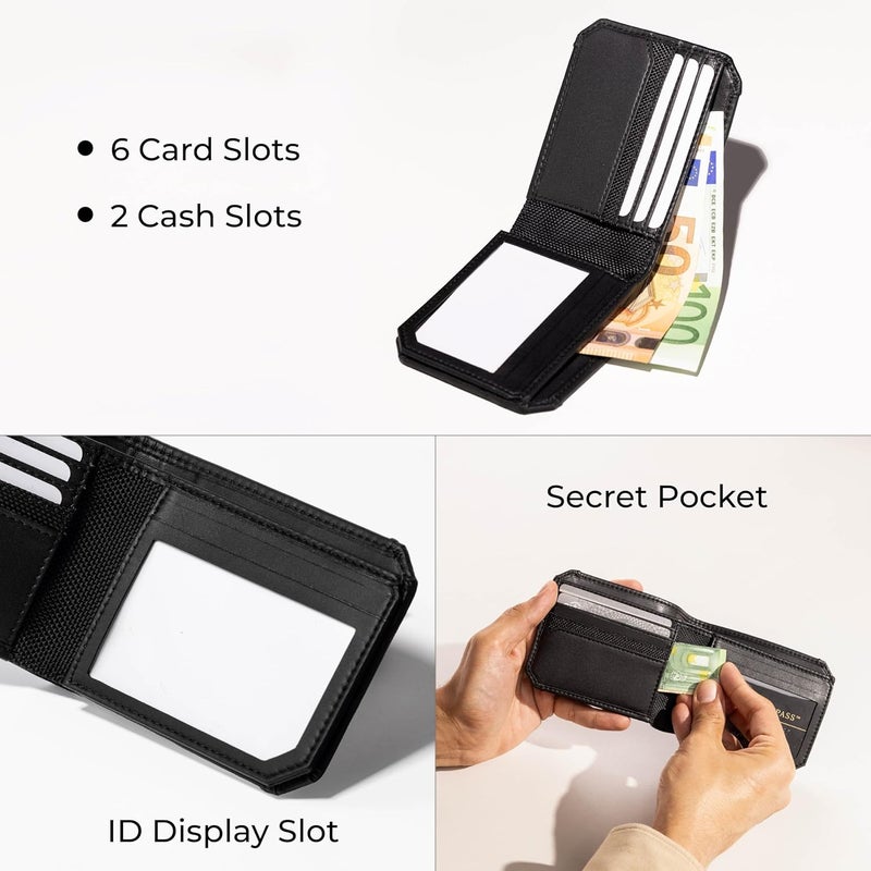 scarters Men Nylon Abundance Infinite Wallet Rfid Protected Mindful Microfibre 6 Card Slots & 2 Hidden Pockets Black - Image 4