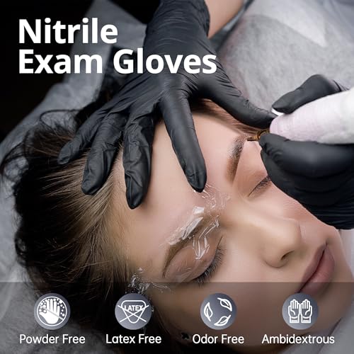 SwiftGrip Black Nitrile Gloves, Disposable Latex Free for Cooking & Esthetician, Food-Safe Rubber Gloves, Powder Free, Non-Sterile, 100-ct Box (XS) - Image 3