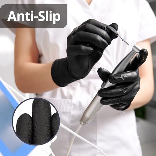 SwiftGrip Black Nitrile Gloves, Disposable Latex Free for Cooking & Esthetician, Food-Safe Rubber Gloves, Powder Free, Non-Sterile, 100-ct Box (XS) - Image 5