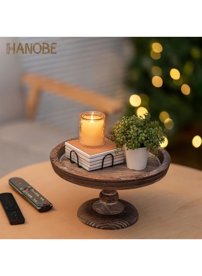 Hanobe Round Wood Display Riser: Rustic Wooden Risers Decorative Pedestal Plate Stand Small Cake Holder Tray for Wedding Birthday Decor - Image 4